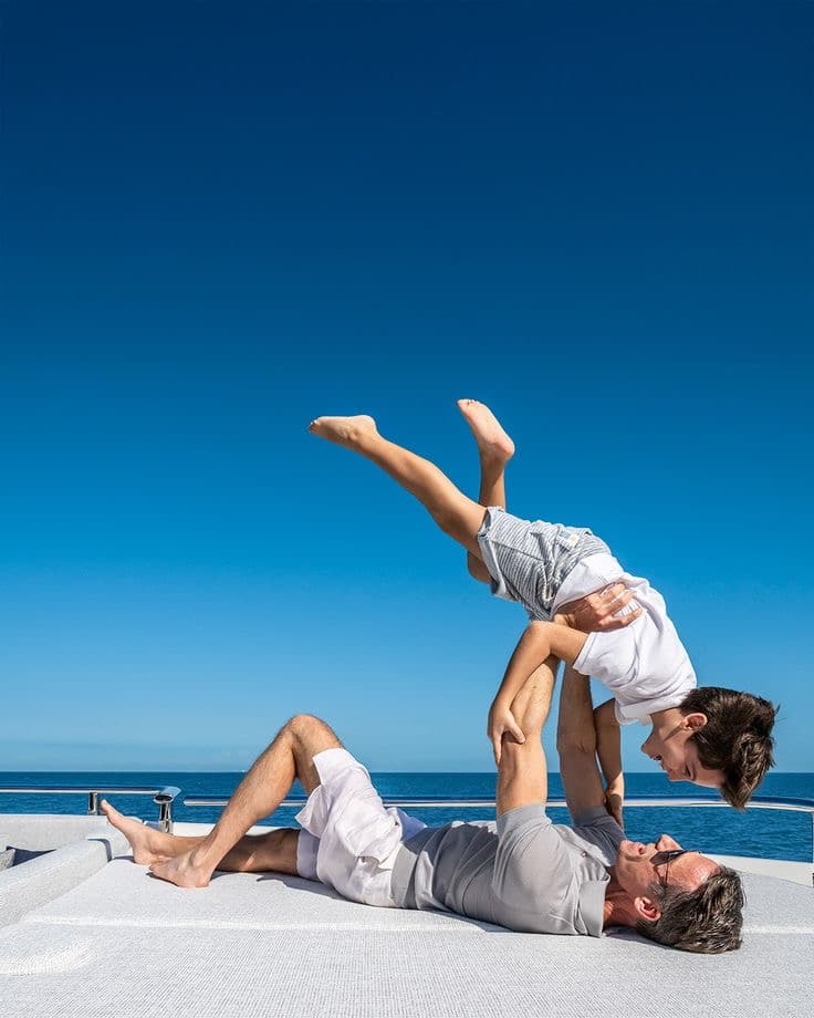 Family enjoying time together on a yacht