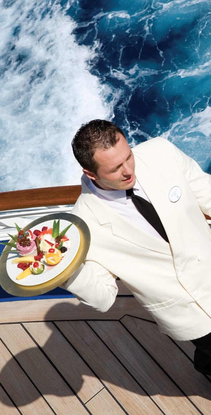Dessert service prepared for private yacht guests