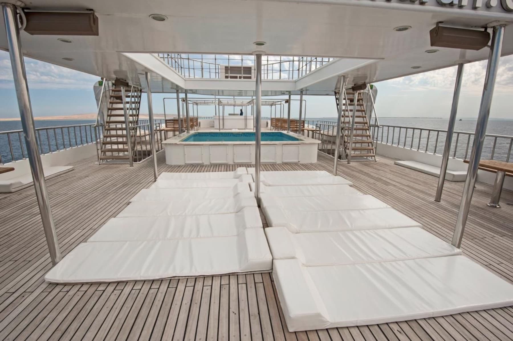 Spacious private yacht sun deck in Hurghada